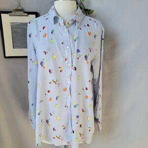 Milano Italy Fruit Stripe Novelty Print Stripe Button Up Shirt 42 or L